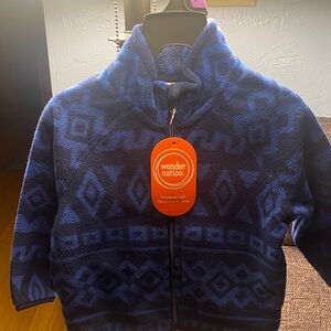 Wonder Nation Navy Geometric Zip-Up Sweater Infants 12 mo